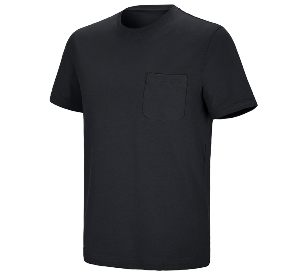 Primary image e.s. T-shirt cotton stretch Pocket black