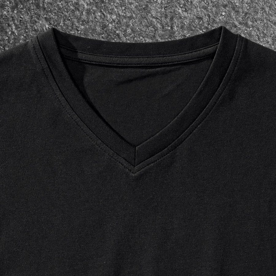 Detailed image e.s. T-shirt cotton stretch V-Neck black