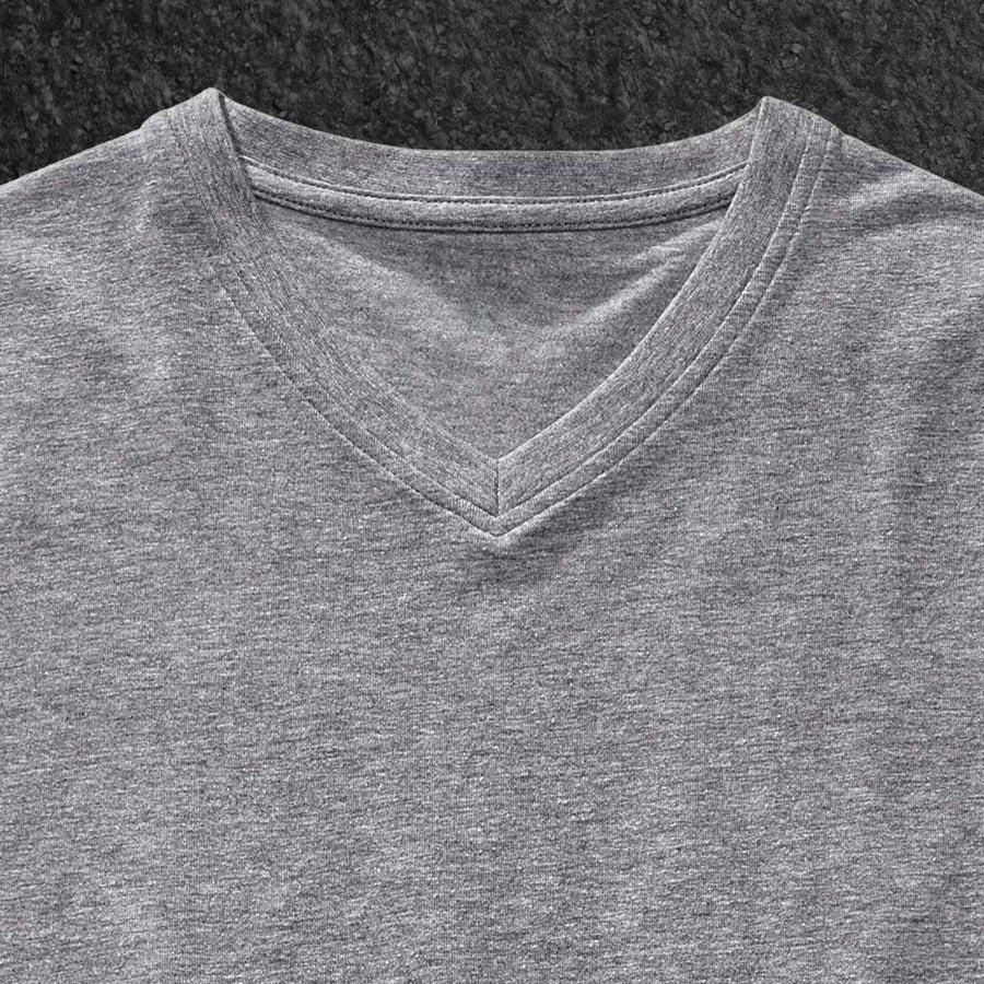 Detailed image e.s. T-shirt cotton stretch V-Neck grey melange