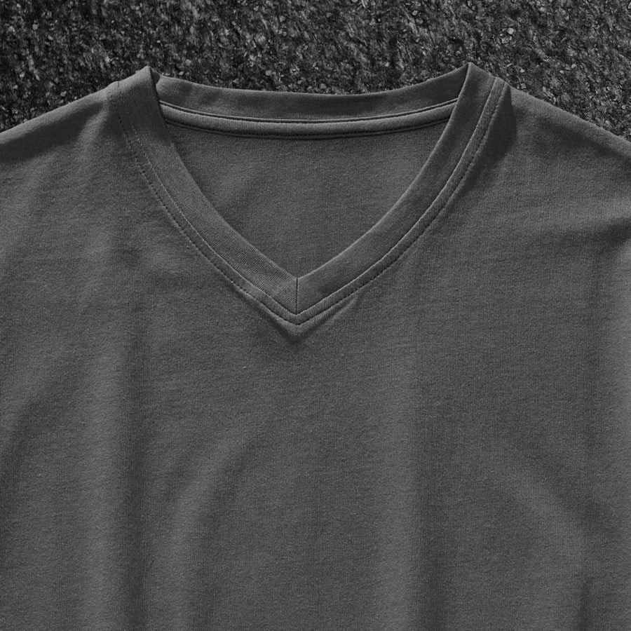 Detailed image e.s. T-shirt cotton stretch V-Neck anthracite