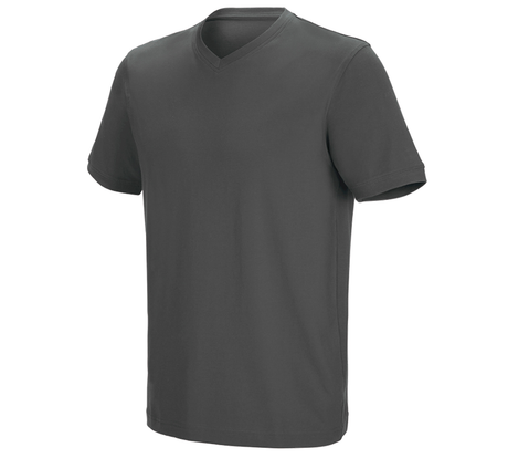 Primary image e.s. T-shirt cotton stretch V-Neck anthracite