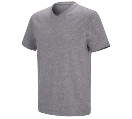 Primary image e.s. T-shirt cotton stretch V-Neck grey melange