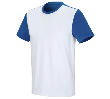Primary image e.s. T-shirt cotton stretch bicolor white/gentianblue