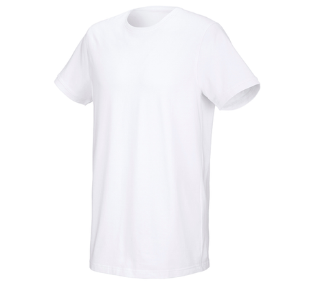 Primary image e.s. T-shirt cotton stretch, long fit white