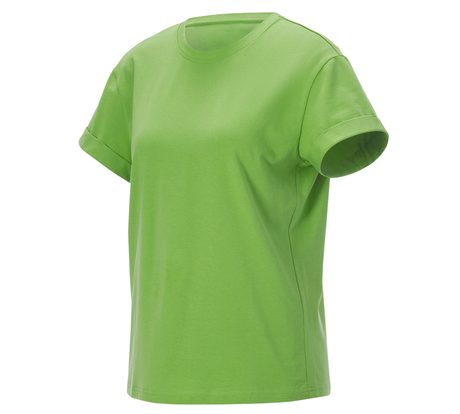 Primary image e.s. T-shirt cotton stretch rolled sleeve, ladies seagreen