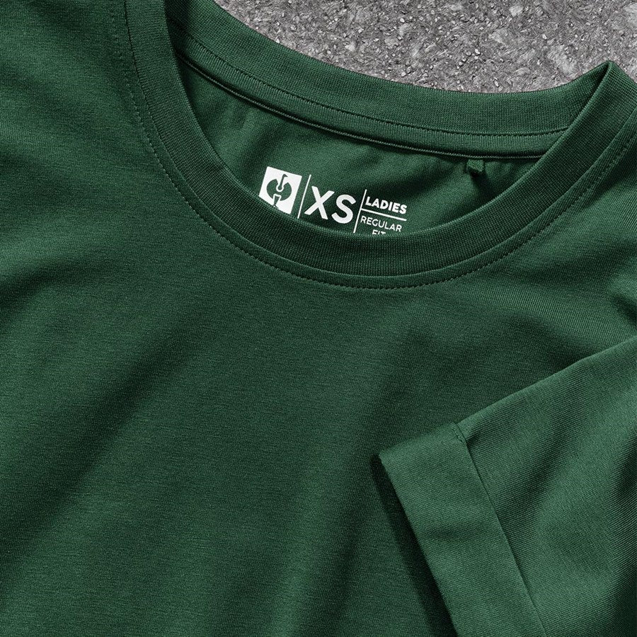 Detailed image e.s. T-shirt cotton stretch rolled sleeve, ladies green