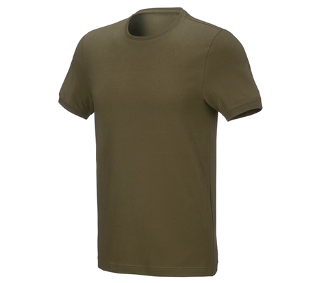 Primary image e.s. T-shirt cotton stretch, slim fit mudgreen