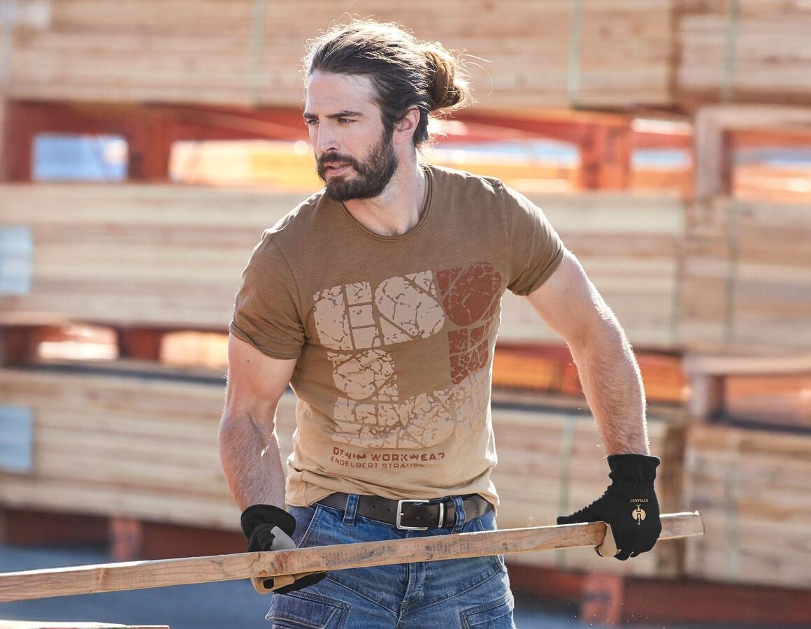 Main action image e.s. T-Shirt denim workwear lightbrown vintage