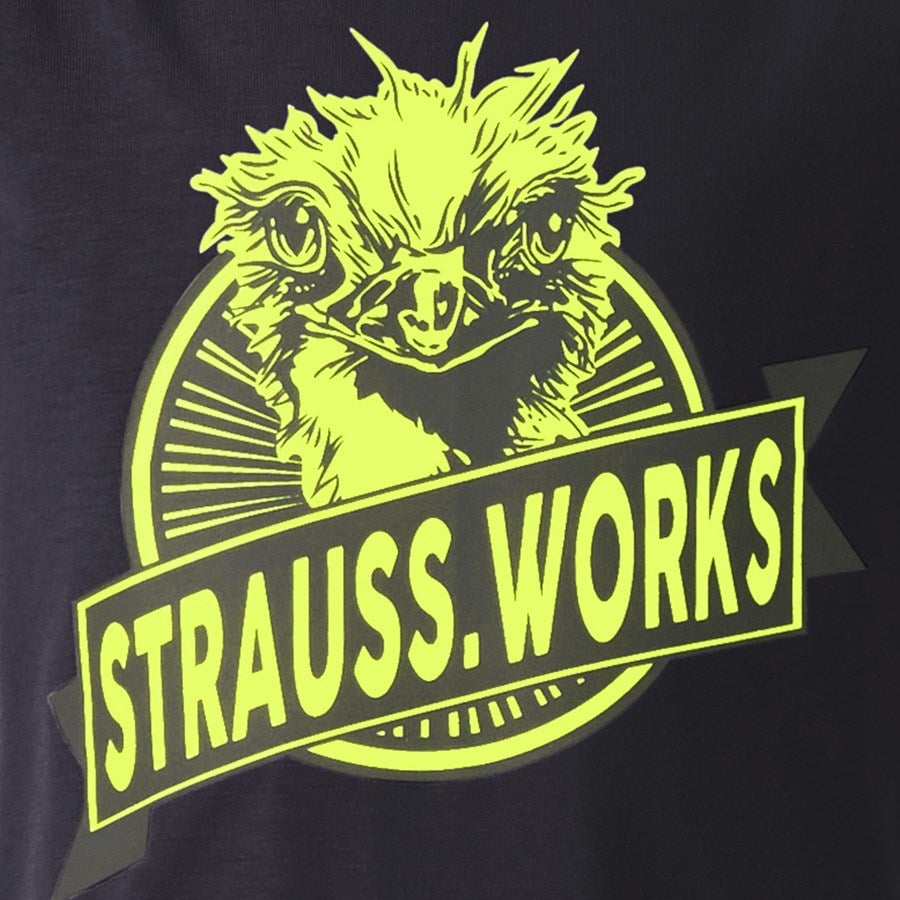 Detailed image e.s. T-shirt strauss works, children's black/high-vis yellow