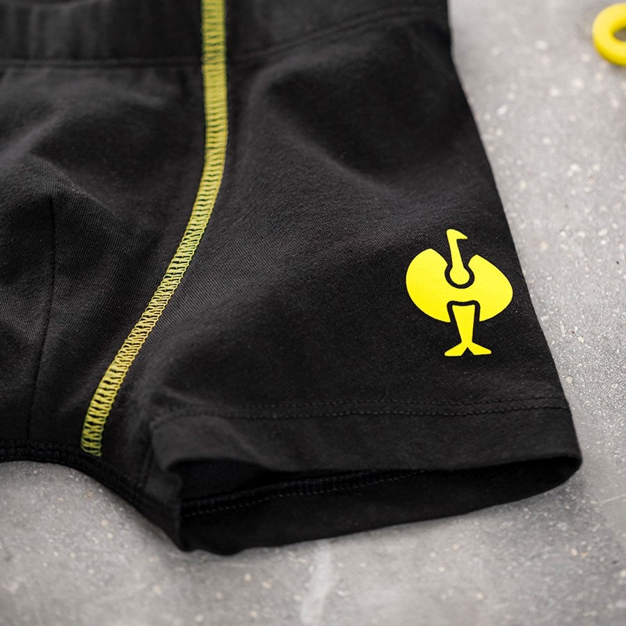 Detailed image e.s. Cotton stretch pants, pack of 2, children's black/acid yellow