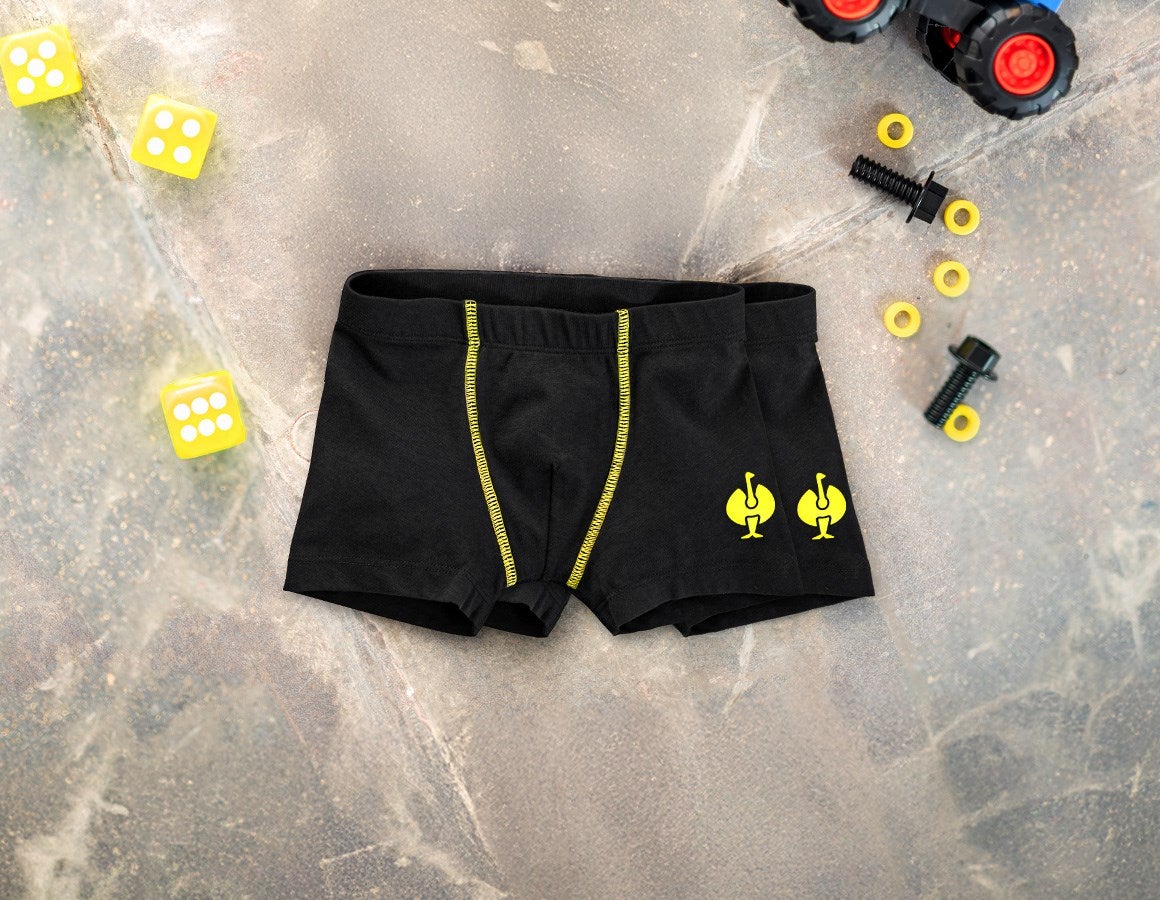 Main action image e.s. Cotton stretch pants, pack of 2, children's black/acid yellow