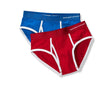 Primary image e.s. Cotton stretch briefs colour, pack of 2 gentianblue+fiery red