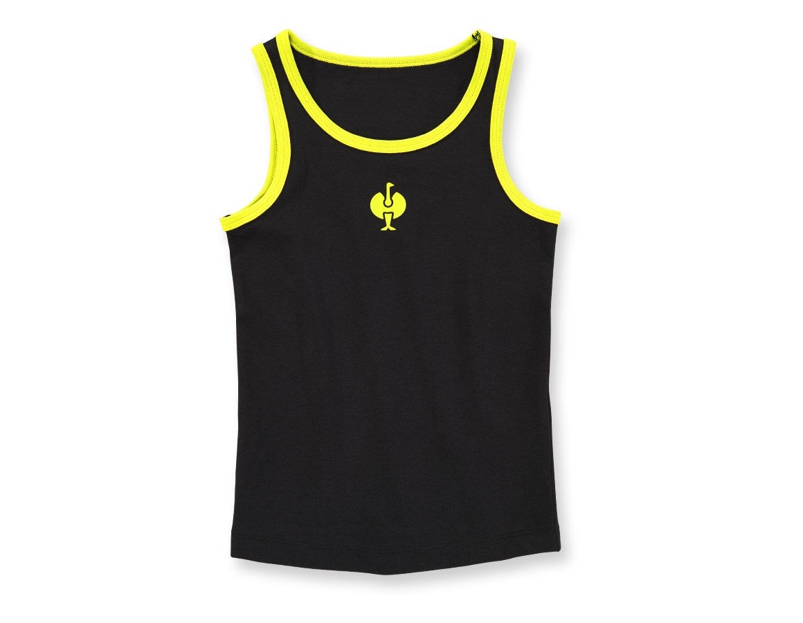 Primary image e.s. Cotton stretch tank shirt, pack of 2, childr. black/acid yellow