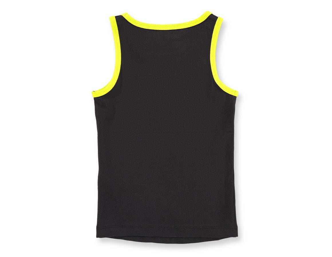 Secondary image e.s. Cotton stretch tank shirt, pack of 2, childr. black/acid yellow