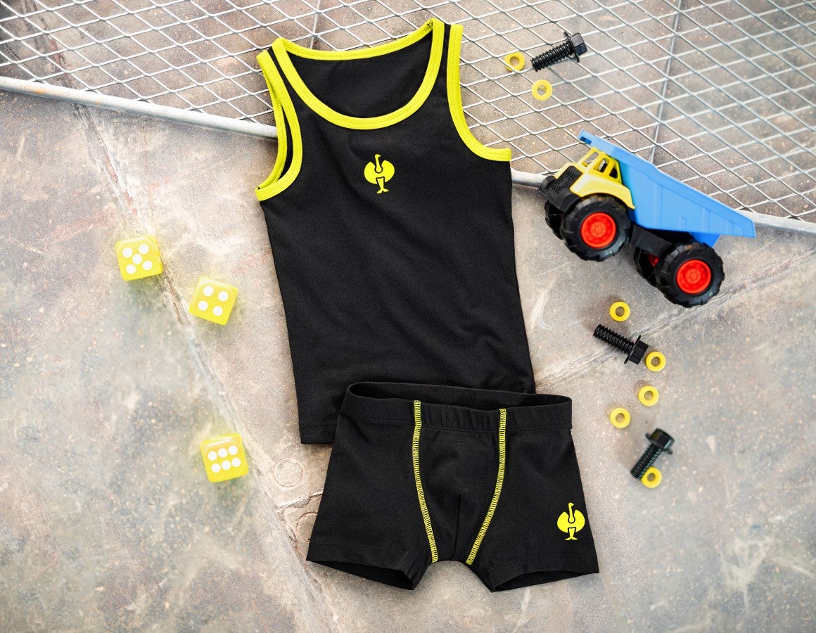 Additional image 1 e.s. Cotton stretch tank shirt, pack of 2, childr. black/acid yellow