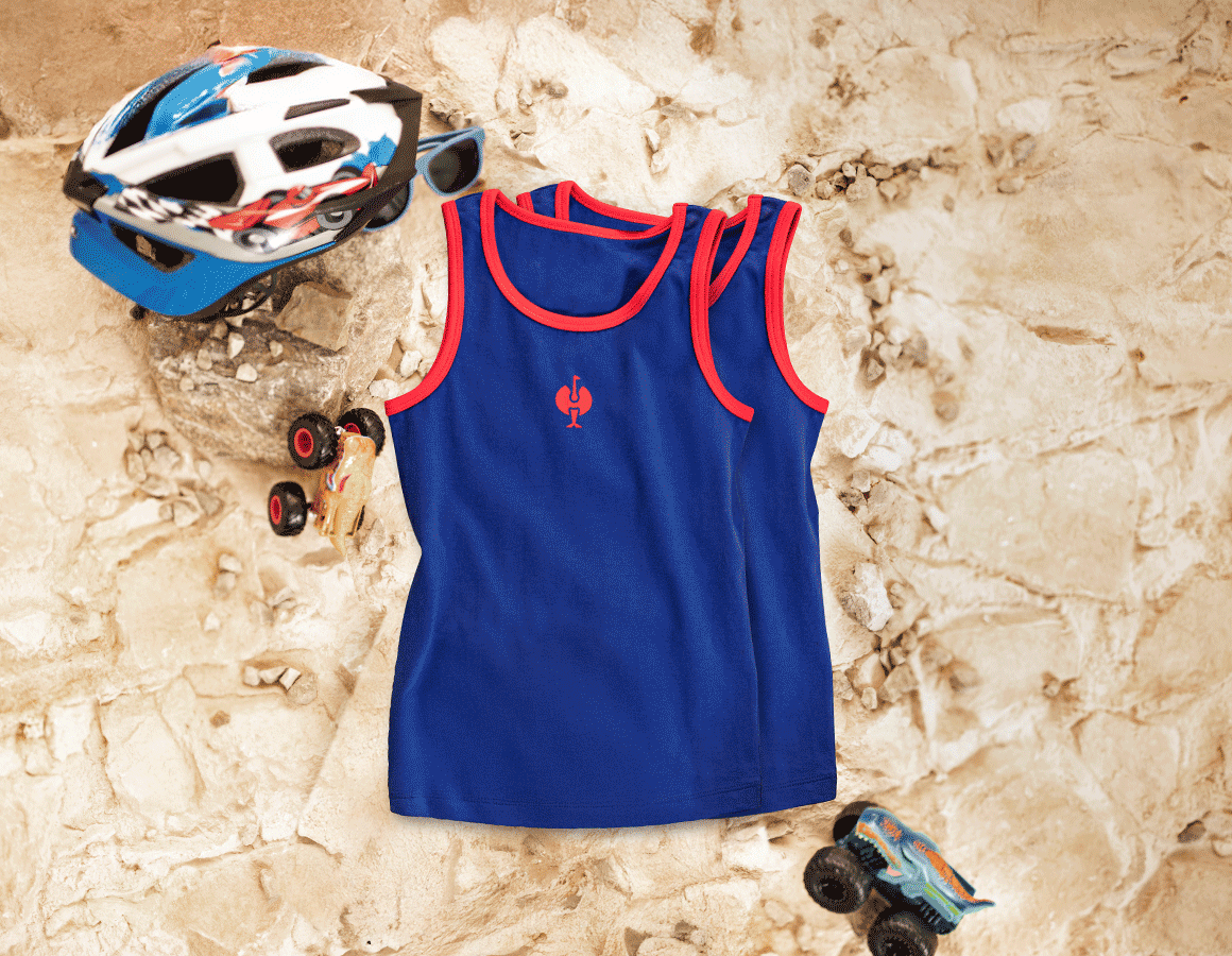 Main action image e.s. Cotton stretch tank shirt, pack of 2, childr. royalblue/fiery red